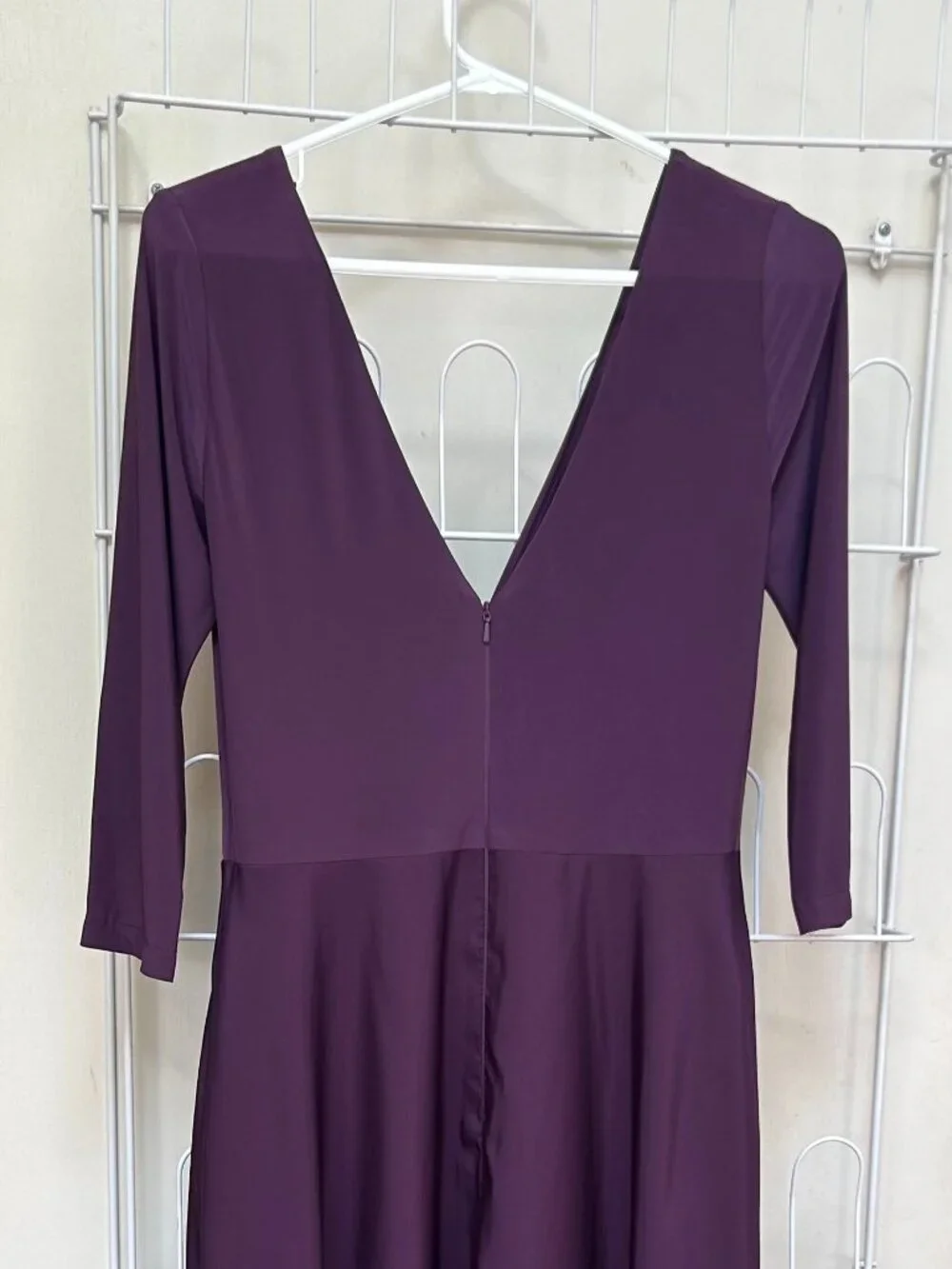 ALFRED SUNG 3/4 Sleeve CLASSIC V-Neck Gown SIZE 10 in Aubergine Purple NWT - Picture 7 of 11